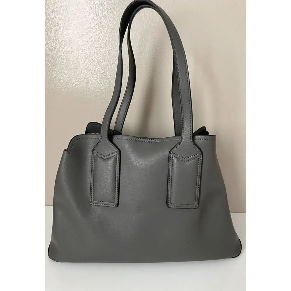 Urban Expressions Georgia Satchel in faux smooth gray leather